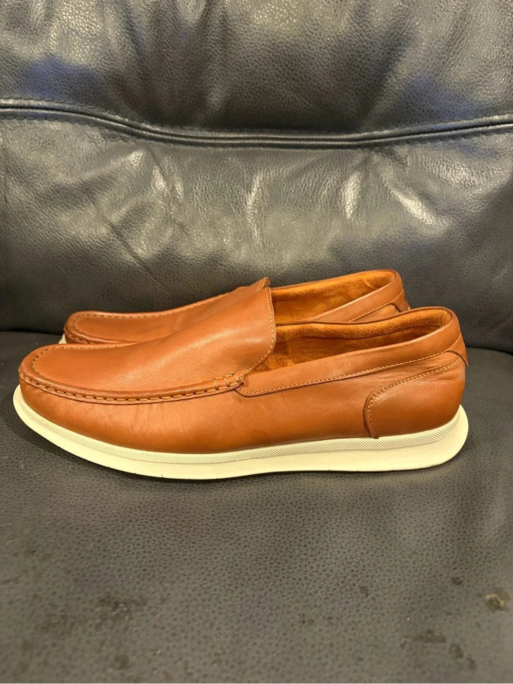 Florsheim Men's Cognac Leather Slip-On Boat Shoes